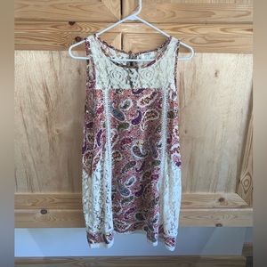 Umgee paisley printed lace boho dress size S